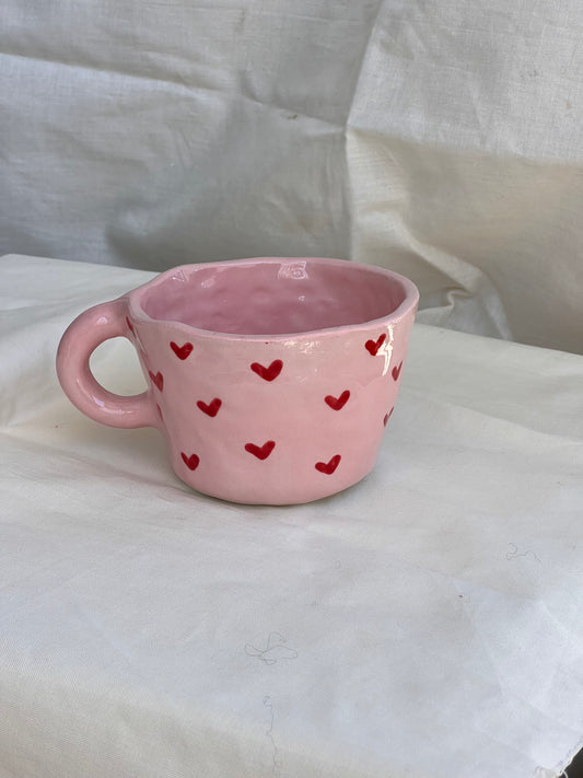 tiny hearts pinched mug