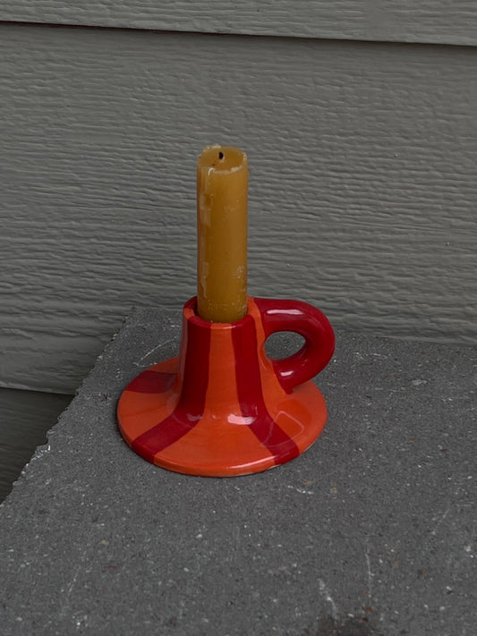 Red stripped candle holder